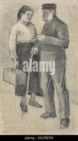 Ce dessin de 1885 intitulé 'Oude Man en Vrouw' (vieil homme et femme) montre un couple âgé, illustrant l'intérêt de Van Gogh pour la représentation de l'âge et de la vie rurale. Banque D'Images