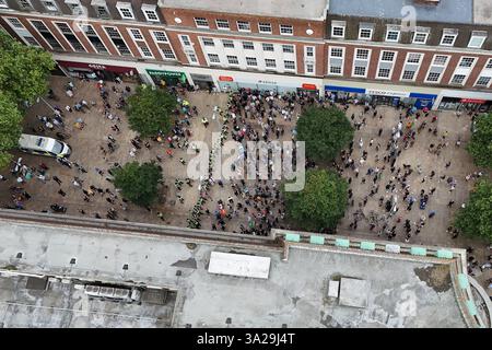 Vue aérienne de Kingston upon Hull extrême droite anti-émeute de l'immigration août 2024 King Edward Street Hull Banque D'Images
