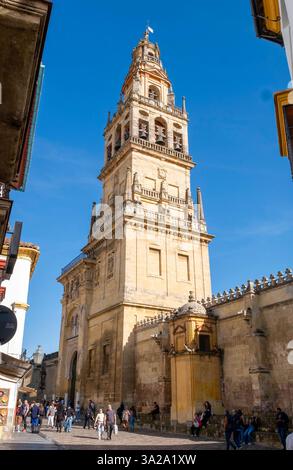 Vue de la mosquée - clocher de la cathédrale, ville de Cordoue, Andalousie, Espagne. Banque D'Images