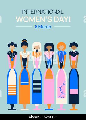 Carte postale de la Journée internationale de la femme Illustration de Vecteur