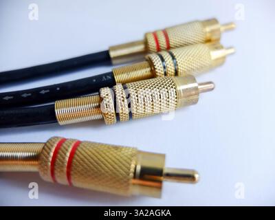 Audio Video cables isolated on white background Stock Photo
