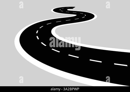 Trajectoire de route vectorielle conception en perspective courbe Illustration de Vecteur
