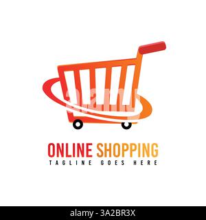 Logo d'achat en ligne avec panier et dégradé. Illustration de Vecteur