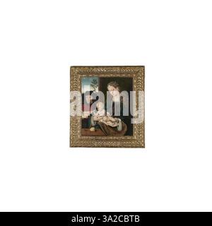 Une représentation de la Sainte famille, attribuée à un disciple de Joos van Cleve, montrant la Vierge Marie, Joseph et l'enfant Jésus. L'œuvre est de circa 1485-1540/1541. Banque D'Images