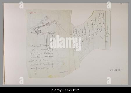 L’œuvre de Chassériau présente deux têtes de chevaux tournées vers la gauche, mettant l’accent sur les expressions des chevaux et le mouvement subtil de leur cou. Banque D'Images