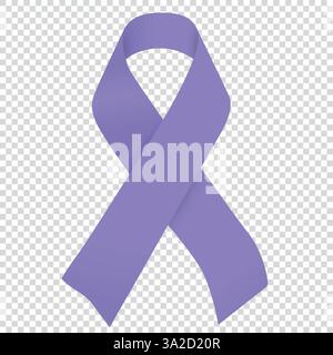 Symbole de ruban de sensibilisation vectoriel isolé de tous les types de cancer. Couleur lavande Illustration de Vecteur