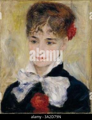 Renoir 464 représente un groupe de personnages dans un cadre extérieur animé. L'utilisation de couleurs vives et d'un pinceau dynamique souligne l'énergie et l'interaction de la scène. Banque D'Images