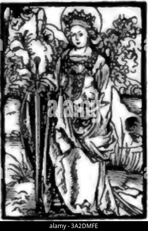 Cette impression de Dürer capture une scène religieuse ou mythologique à travers de fines gravures, affichant des détails complexes, des ombres et une profondeur dimensionnelle. Banque D'Images