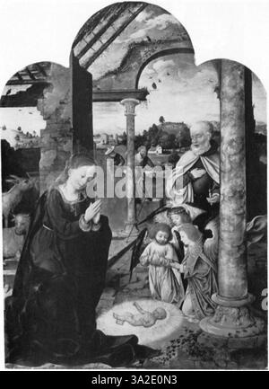 Cette œuvre de Joos van Cleve, Jan Provost et Joachim Patenier illustre l'habileté et les détails typiques du style néerlandais primitif, en se concentrant sur des sujets religieux et en employant des techniques complexes de peinture à l'huile. Banque D'Images