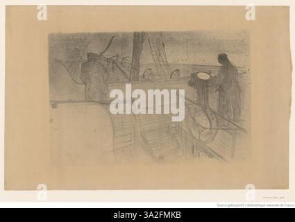 'Prospectus-Programme de l'uvre' est une œuvre promotionnelle de Toulouse-Lautrec, présentant le programme d'une production théâtrale. Le style graphique distinctif de l’artiste est évident, capturant l’essence de la performance dans un format compact et attrayant. Banque D'Images