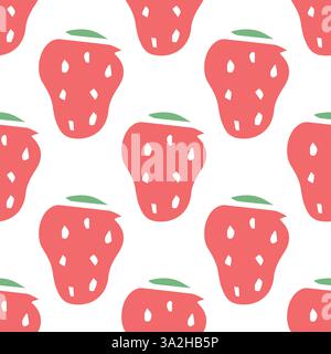 Motif fraises sans couture. Vecteur Doodle avec des icônes de fraises rouges. Motif fraises vintage Illustration de Vecteur