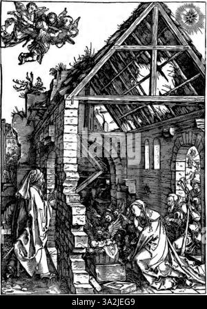 Ce tirage de Dürer capture un sujet religieux ou mythologique, illustrant la maîtrise de l’artiste en gravure avec des détails fins et des ombres. Banque D'Images