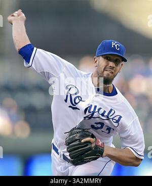 25 juin 2014 - Kansas City, Missouri, États-Unis - le lanceur James Shields lance le match des Kansas City Royals contre les Dodgers de Los Angeles le mercredi 25 juin 2014, au stade Kauffman de Kansas City, Moya (crédit image : © John Sleezer/MCT/ZUMAPRESS.com) Banque D'Images