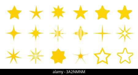 Un ensemble vectoriel d'étoiles d'or jaune pour la conception et la décoration Illustration de Vecteur