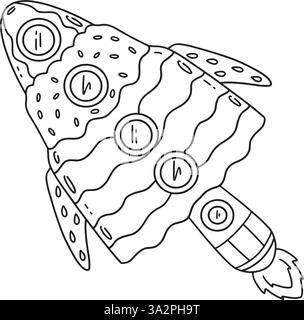 Page de coloration isolée Space Popsicle Rocket Illustration de Vecteur