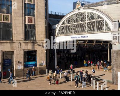 Londres Paddington, chemin de fer et station de métro, Londres, Angleterre, Royaume-Uni, GB. Banque D'Images
