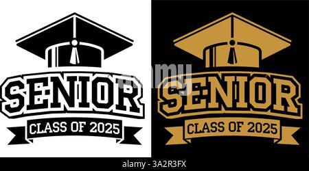 Lettrage classe de 2025 pour les voeux, carte d'invitation. Vous l'avez fait ! Texte pour la conception de graduation, événement de félicitations, T-shirt, fête, lycée ou co Illustration de Vecteur