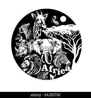 Afrique abstraite avec des animaux. dessin à la main. Pas ai, illustration vectorielle Illustration de Vecteur