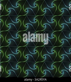Lignes courbes géométriques motif bleu vert Illustration de Vecteur