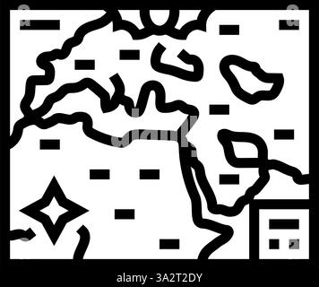 old world maps découvertes géographiques illustration vectorielle d'icône de ligne de découverte Illustration de Vecteur