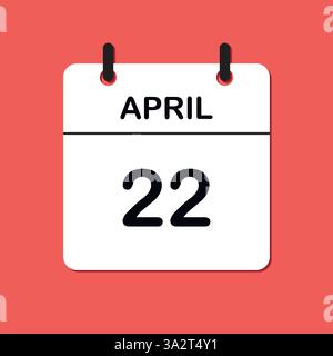 22 avril. Icône calendrier quotidien pour la conception. Conception simple pour brochure commerciale, flyer, médias imprimés, publicité. Facilement modifiable Illustration de Vecteur