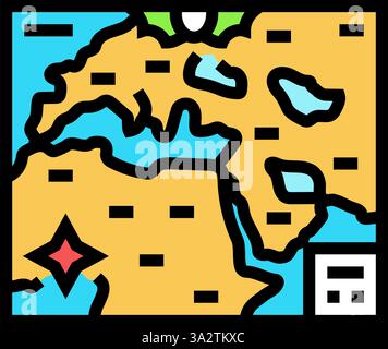 cartes du vieux monde découvertes géographiques illustration vectorielle d'icône de couleur d'icône Illustration de Vecteur