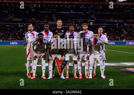 Lyon, France. 13 mars 2025. Lyon, France joueurs de l'Olympique Lyonnais lors du match de l'UEFA Europa League entre l'Olympique Lyonnais et le Fotbal Club FCSB au Groupama Stadium de Lyon, France. (Pauline FIGUET/SPP) crédit : SPP Sport Press photo. /Alamy Live News Banque D'Images