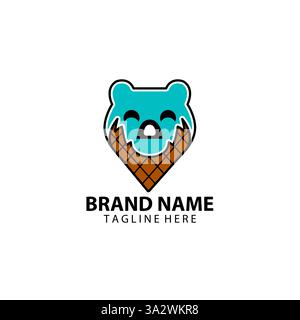 vecteur de conception de logo de renard de crème glacée Illustration de Vecteur