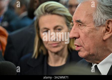 Lyon, France. 13 mars 2025. Le premier ministre François Bayrou visite le salon Global industrie à Lyon, France, le 13 mars 2025. Photo de Julien Reynaud/APS-médias/ABACAPRESS. COM Credit : Abaca Press/Alamy Live News Banque D'Images