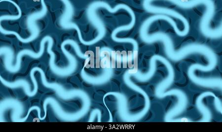 Œuvres d'art numériques abstraites aux formes bleu tourbillonnant et bleu foncé. Banque D'Images