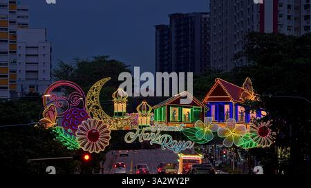 Geylang serai s'allume pour le Hari Raya 2025. Banque D'Images