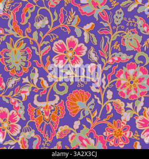 Motif sans couture floral vintage brillant Illustration de Vecteur