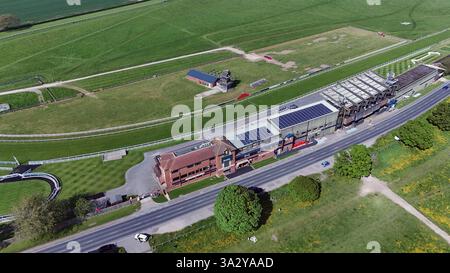 Vue aérienne de l'hippodrome de Beverley. Ce site est un lieu de courses de chevaux pur-sang dans East Riding of yorkshire. Angleterre Banque D'Images