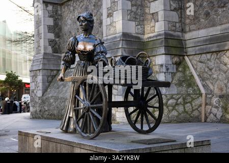Dublin, Irlande - 6 mars 2025 - sculpture de Molly Malone avec Barrow Banque D'Images