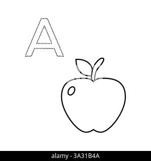 Dessin de contour d'Apple pour l'illustration vectorielle de page de coloriage d'enfants Illustration de Vecteur