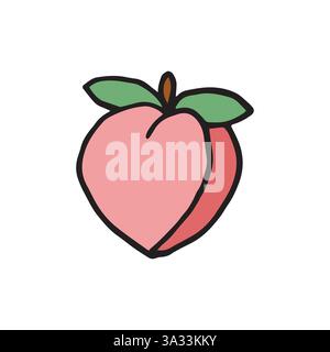 peach fruit dessiné à la main vecteur de dessin animé doodle cute childish dessin animé illustration Illustration de Vecteur