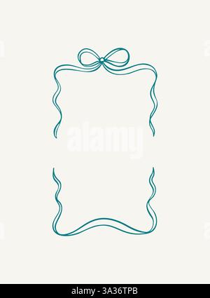 Bordure de ruban de noeud. Rectangle vertical dessiné à la main cadre coquettish vintage mignon. Illustration vectorielle de dessin au trait. Invitation de mariage, carte de saint-valentin, C Illustration de Vecteur