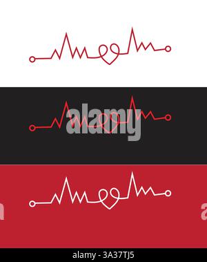 Love Heart Shape logo médical avec impulsion, logo Love Medical, icône de logo médecin ou clinique, illustration vectorielle Illustration de Vecteur