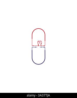 logo de capsule d'amour, conception de logo de capsule de coeur, logo médical de capsule Illustration de Vecteur