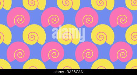 Modèle sans couture avec coquillages de mer dessinés à la main style plat tendance. Coquillages de plage tropicaux. Motif été sans couture. Illustration vectorielle Illustration de Vecteur
