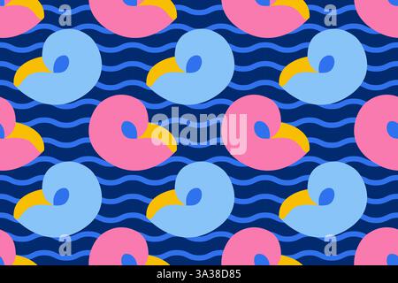 Modèle sans couture avec coquillages de mer dessinés à la main style plat tendance. Coquillages de plage tropicaux. Motif été sans couture. Illustration vectorielle Illustration de Vecteur