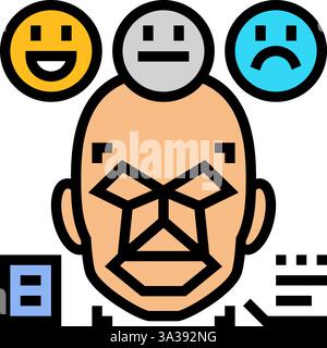 illustration vectorielle d'icône de couleur de visage d'analyse de sentiment nlp Illustration de Vecteur