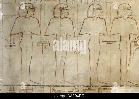 Détail intérieur de la tombe du pharaon Horemheb, KV57 dans la Vallée des Rois, Louxor Egypte Banque D'Images