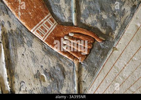 Détail intérieur de la tombe du pharaon Horemheb, KV57 dans la Vallée des Rois, Louxor Egypte Banque D'Images