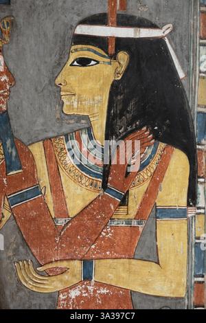 Détail intérieur de la tombe du pharaon Horemheb, KV57 dans la Vallée des Rois, Louxor Egypte Banque D'Images