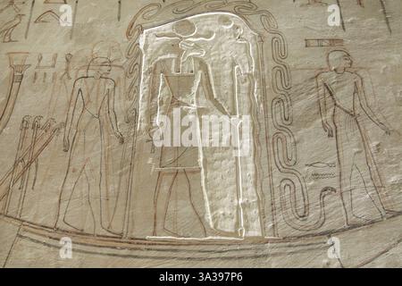 Détail intérieur de la tombe du pharaon Horemheb, KV57 dans la Vallée des Rois, Louxor Egypte Banque D'Images