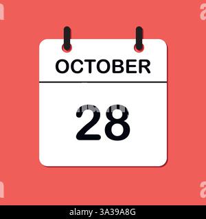 Octobre 28. Icône calendrier quotidien pour la conception. Conception simple pour brochure commerciale, flyer, médias imprimés, publicité. Facilement modifiable Illustration de Vecteur