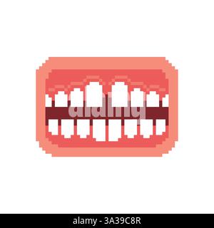 Gap bouche pixel pour un espace de 8 bits entre les dents. Illustration de Vecteur