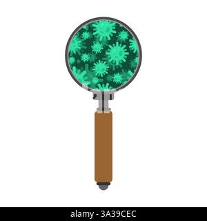 Microbes en loupe. Virus en loupe Illustration de Vecteur