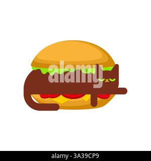Chat en hamburger. Pat en hamburger. Illustration de Vecteur